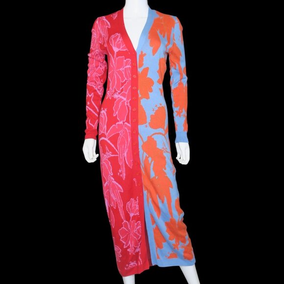Farm Rio Mixed Living Nature Cardigan Sweater Dress Multicolored Women's XS - Picture 3 of 8